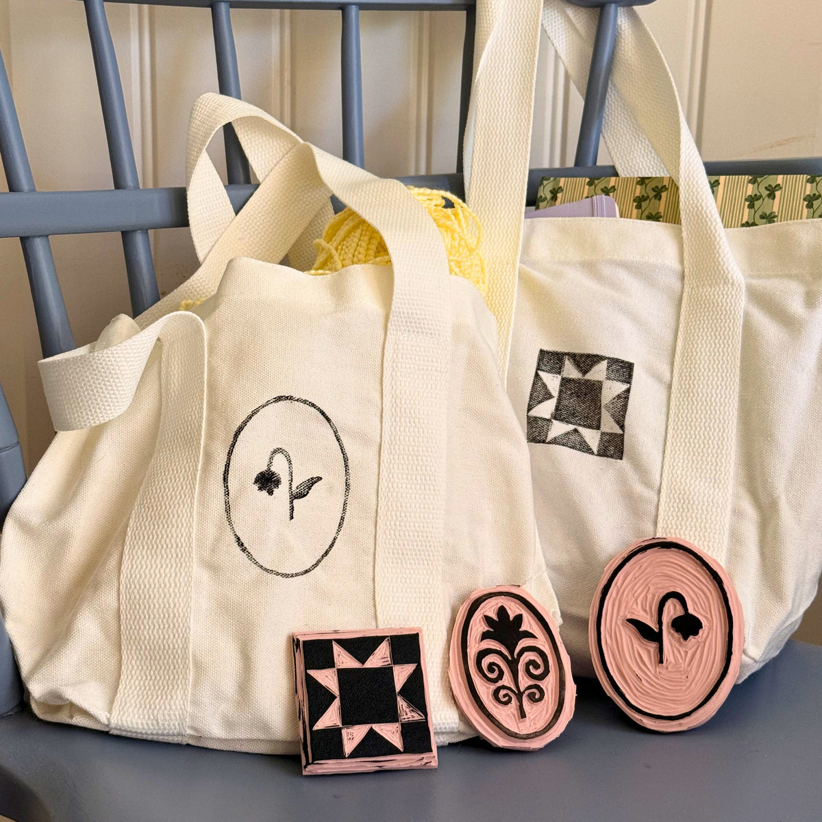 Block Printing + Mini Tote Class - Saturday, October 24th 2:30-4:30PM