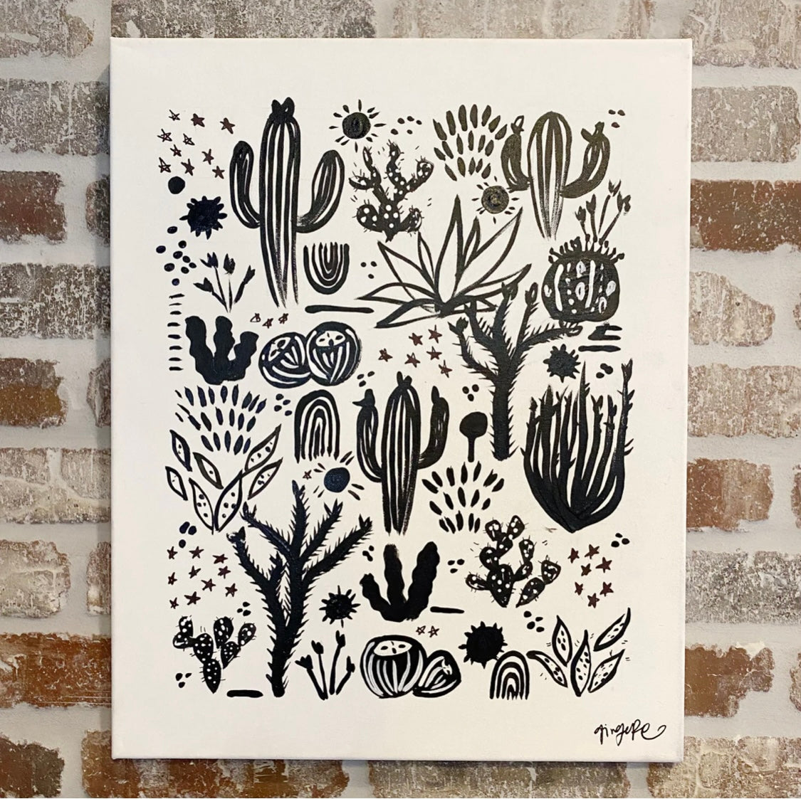 Black + White Cactus Canvas Class - Sunday, June 7th - 2:30-4:30 PM